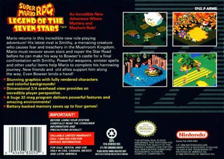 Super Mario RPG: Legend of the Seven Stars - Nintendo Super Nintendo Entertainment System (SNES) (Nintendo - 1) video game collectible [Barcode 027069701587] - Main Image 2