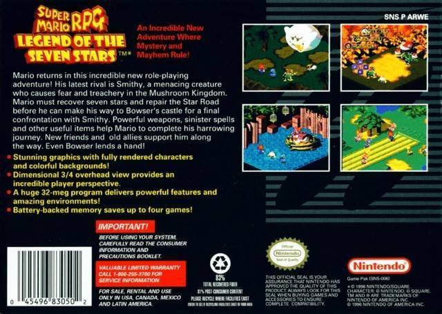 Super Mario RPG: Legend of the Seven Stars - Nintendo Super Nintendo Entertainment System (SNES) (Nintendo - 1) video game collectible [Barcode 045496830502] - Main Image 2