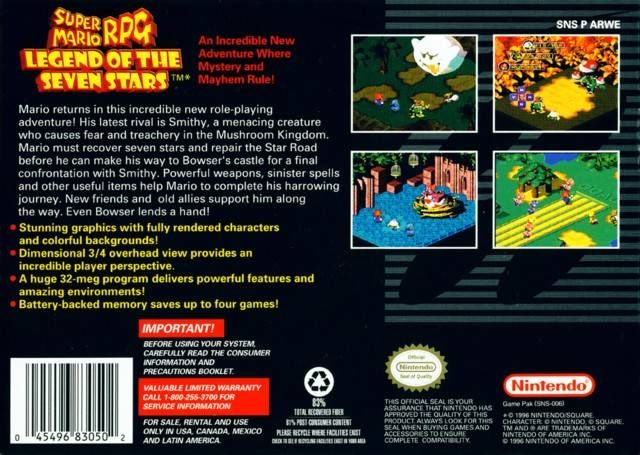 Super Mario RPG: Legend of the Seven Stars - Nintendo Super Nintendo Entertainment System (SNES) video game collectible - Main Image 2