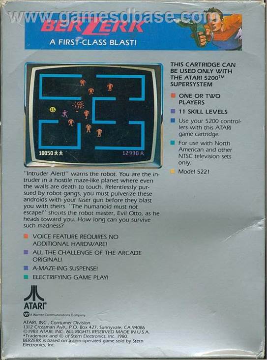 Berzerk - Atari 5200 video game collectible - Main Image 2