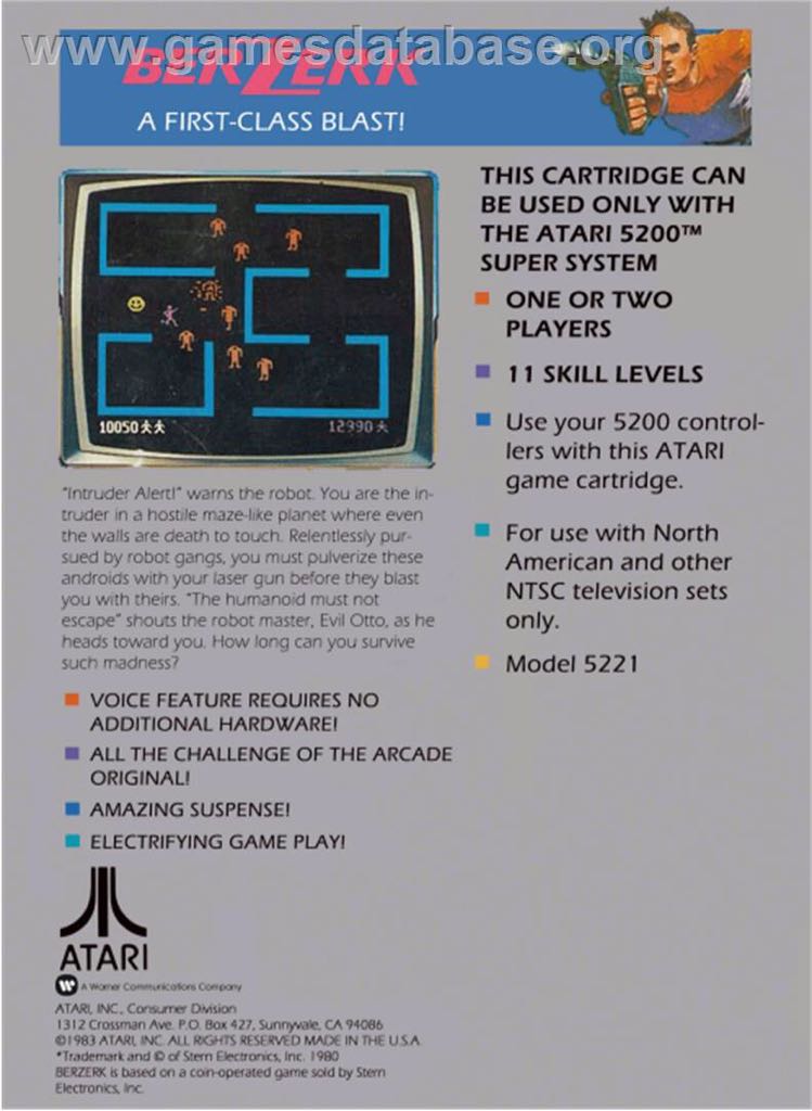 Berzerk - Atari 2600 (Atari - 1) video game collectible - Main Image 2