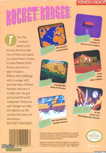 Rocket Ranger - Nintendo Entertainment System (NES) (Kemco - 1) video game collectible [Barcode 044499000097] - Main Image 2