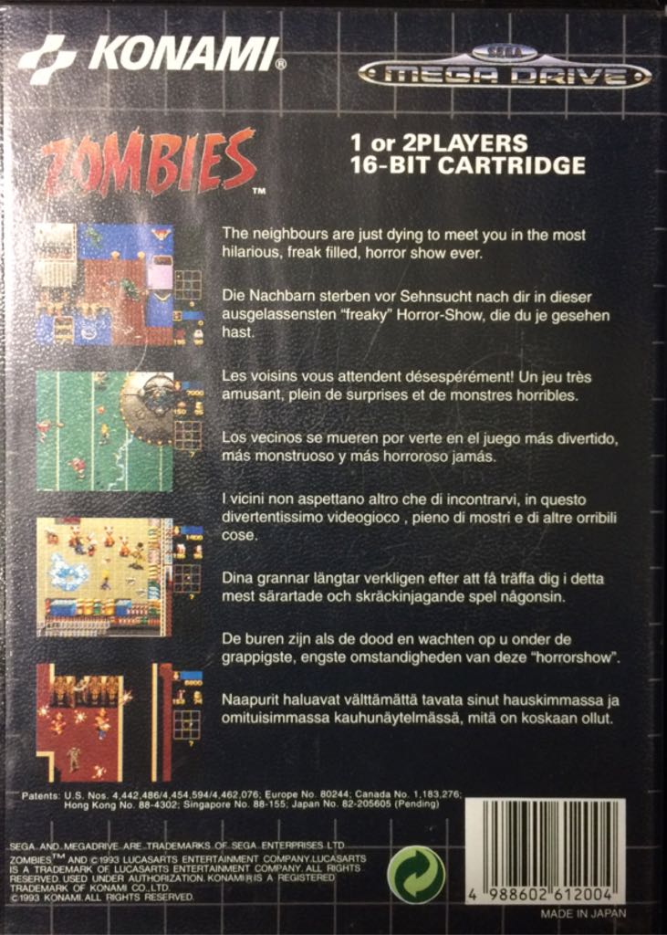 Zombies - Sega Mega Drive (Konami - 1-2) video game collectible [Barcode 4988602612004] - Main Image 2