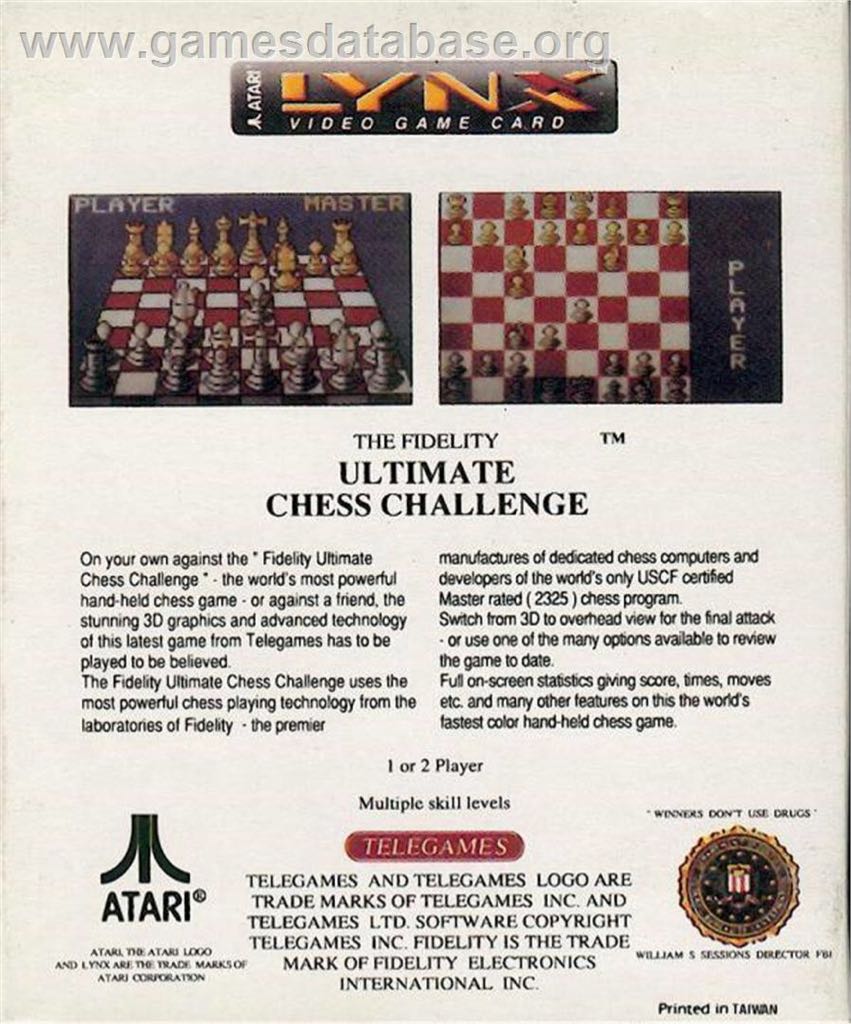 Fidelity Ultimate Chess Challenge - Atari Lynx (Telegames, Inc.) video game collectible [Barcode 5021210101429] - Main Image 2