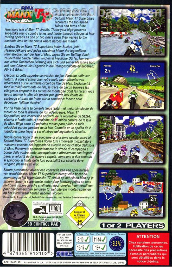 Manx TT Superbike - Sega Saturn (Boite Et Notice - 1) video game collectible [Barcode 9312544038854] - Main Image 2