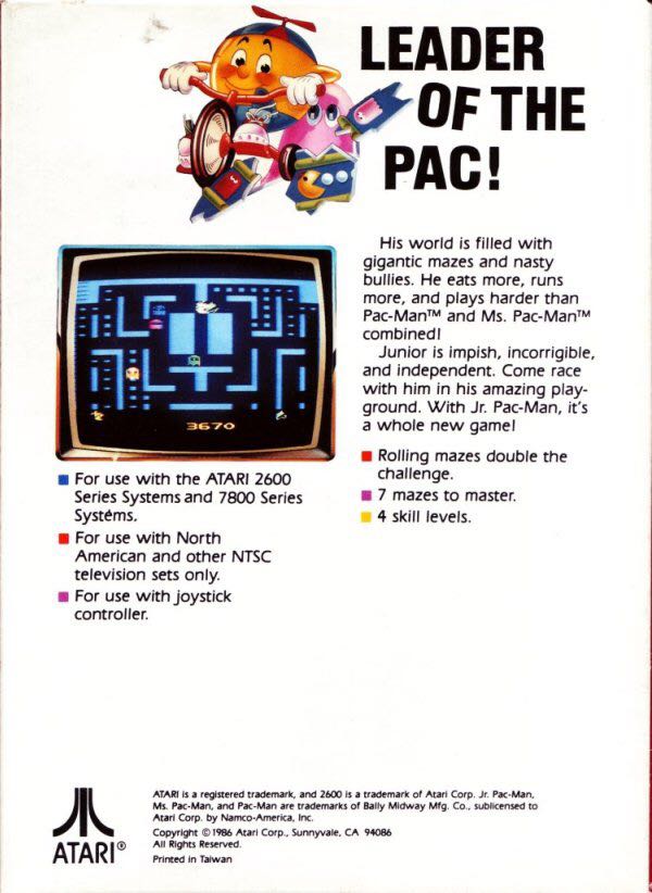 Jr. Pac-Man - Atari 2600 (Atari Corporation) video game collectible - Main Image 2