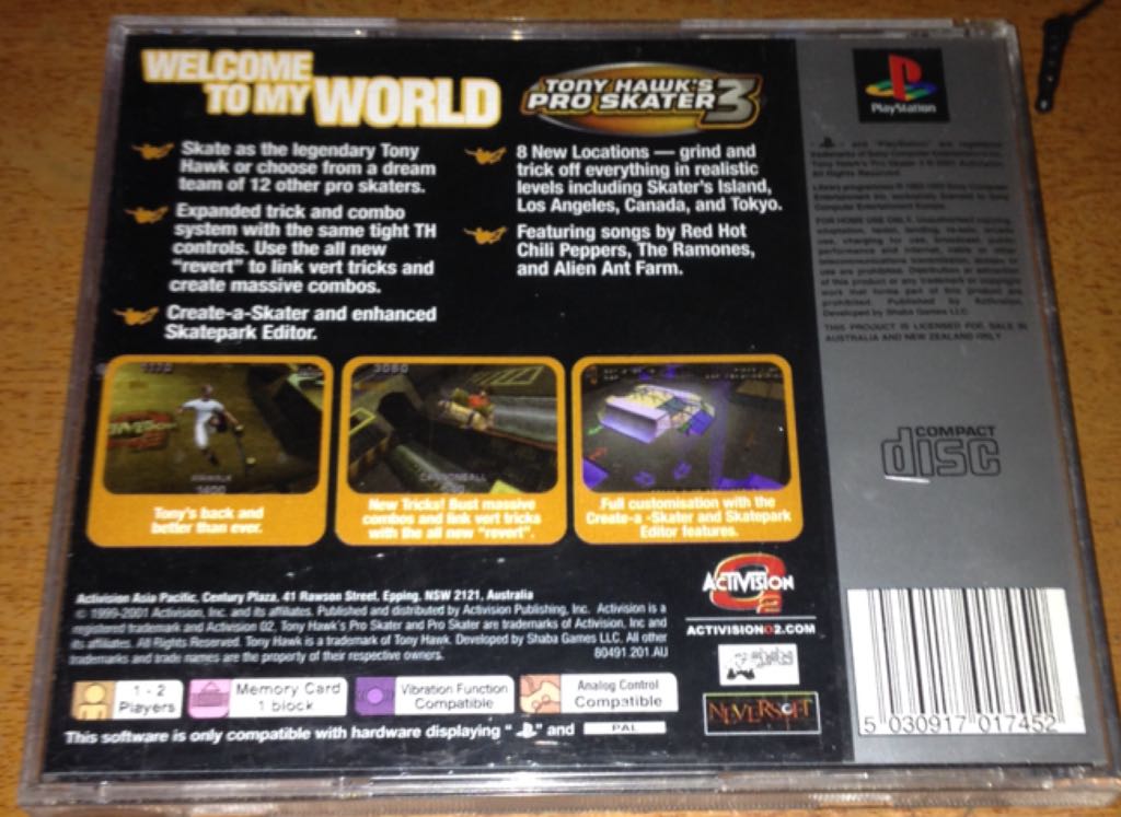 Tony Hawk’s Pro Skater 3 - Sony PlayStation (Activision O2 - 1-2) video game collectible [Barcode 5030917017452] - Main Image 2