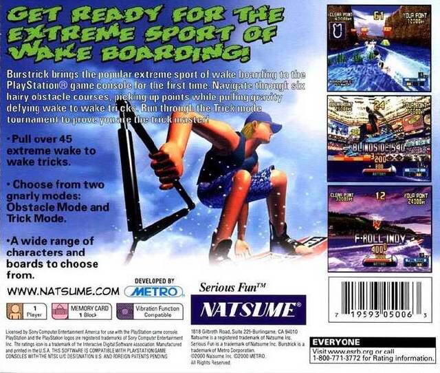 Burstrick Wake Boarding - Sony PlayStation (Natsume - 2) video game collectible [Barcode 719593050063] - Main Image 2