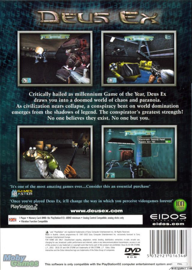 Deus Ex - Sony PlayStation 2 (PS2) (Eidos Interactive - 1) video game collectible [Barcode 5032921016346] - Main Image 2