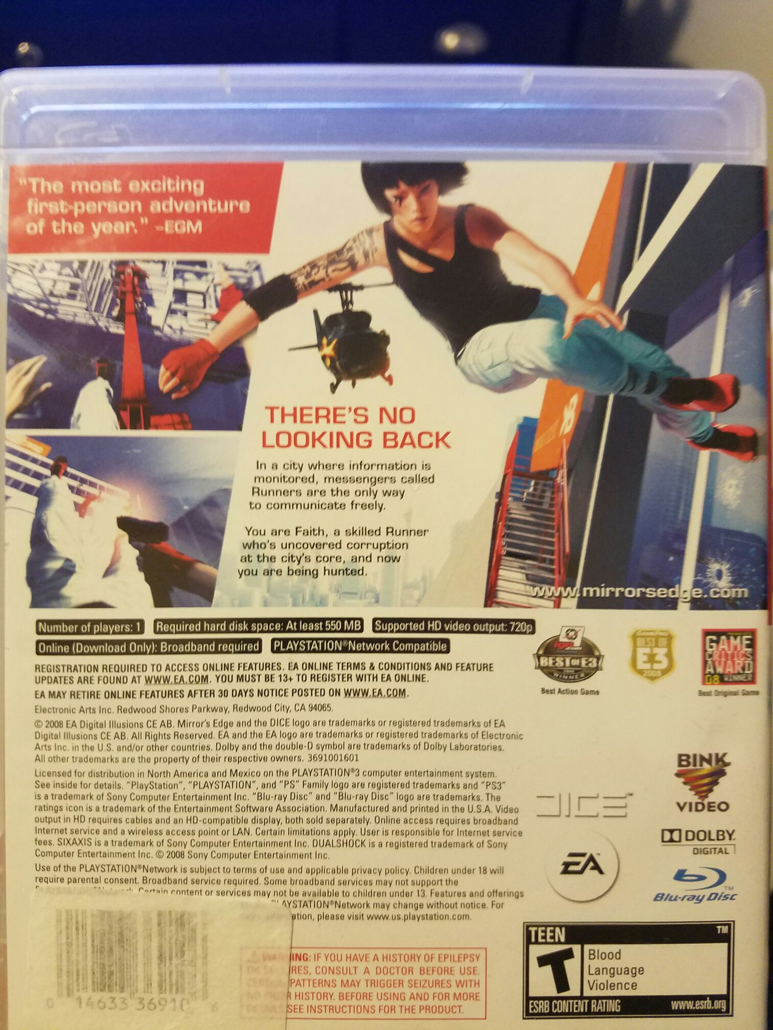 Mirror’s Edge - Sony PlayStation 3 (PS3) (Ea + Dice - 1) video game collectible [Barcode 014633369106] - Main Image 2