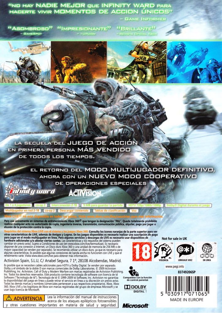 Call Of Duty 4 : Modern Warfare - Microsoft Xbox 360 (Activision - 18) video game collectible [Barcode 5030917047251] - Main Image 2