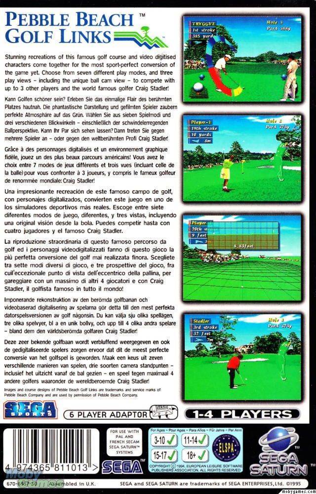 Pebble Beach Golf Links - Sega Saturn (Sega - 4) video game collectible [Barcode 4974365811013] - Main Image 2