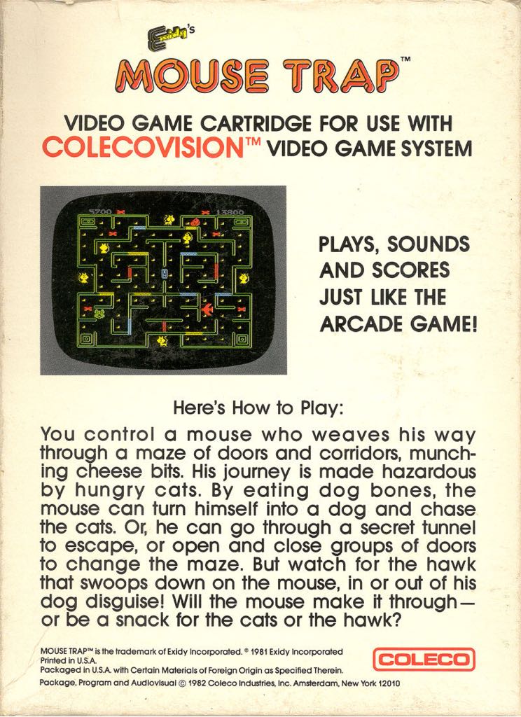 Mouse Trap - Colecovision video game collectible - Main Image 2