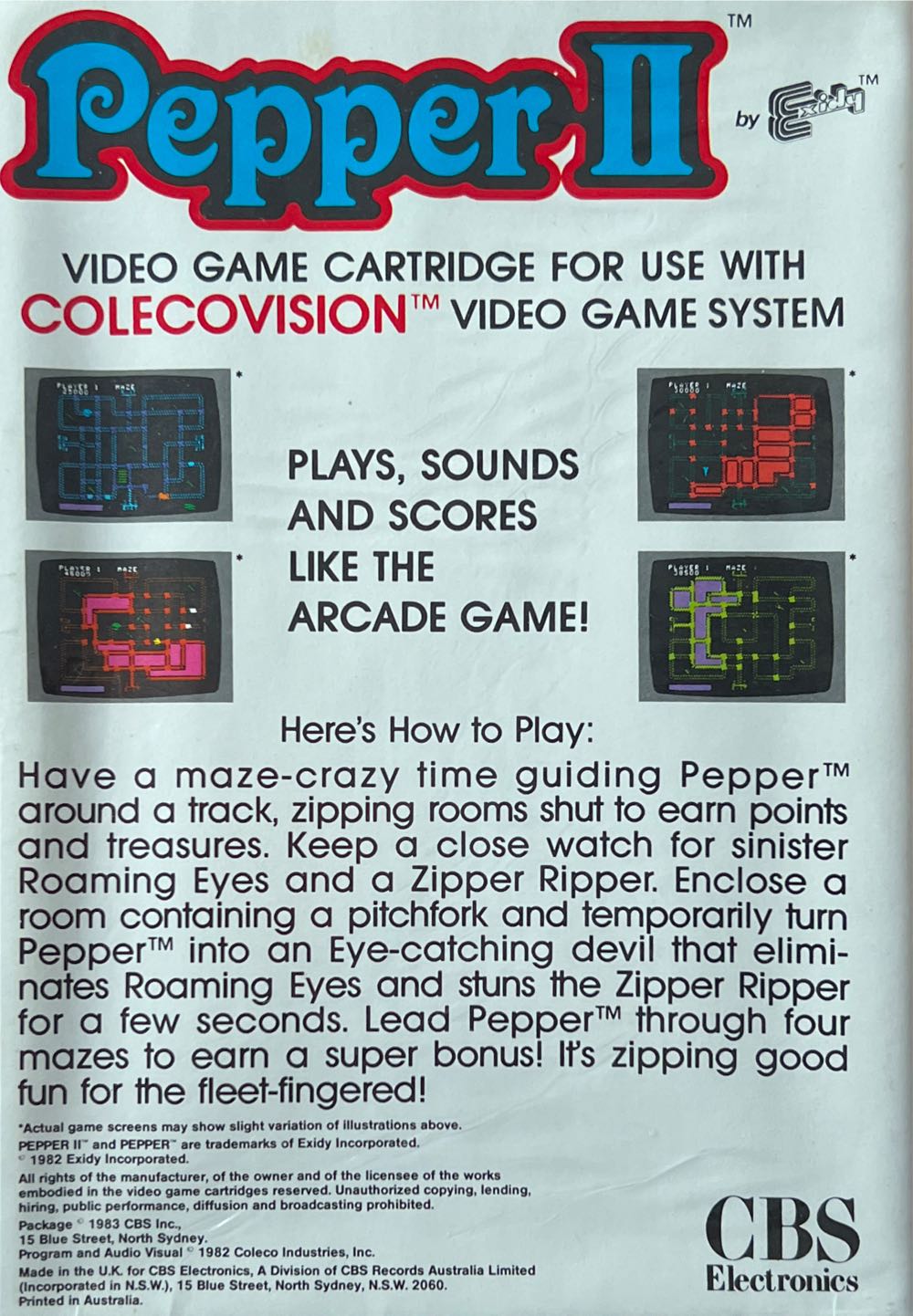 Pepper II - Colecovision video game collectible - Main Image 2