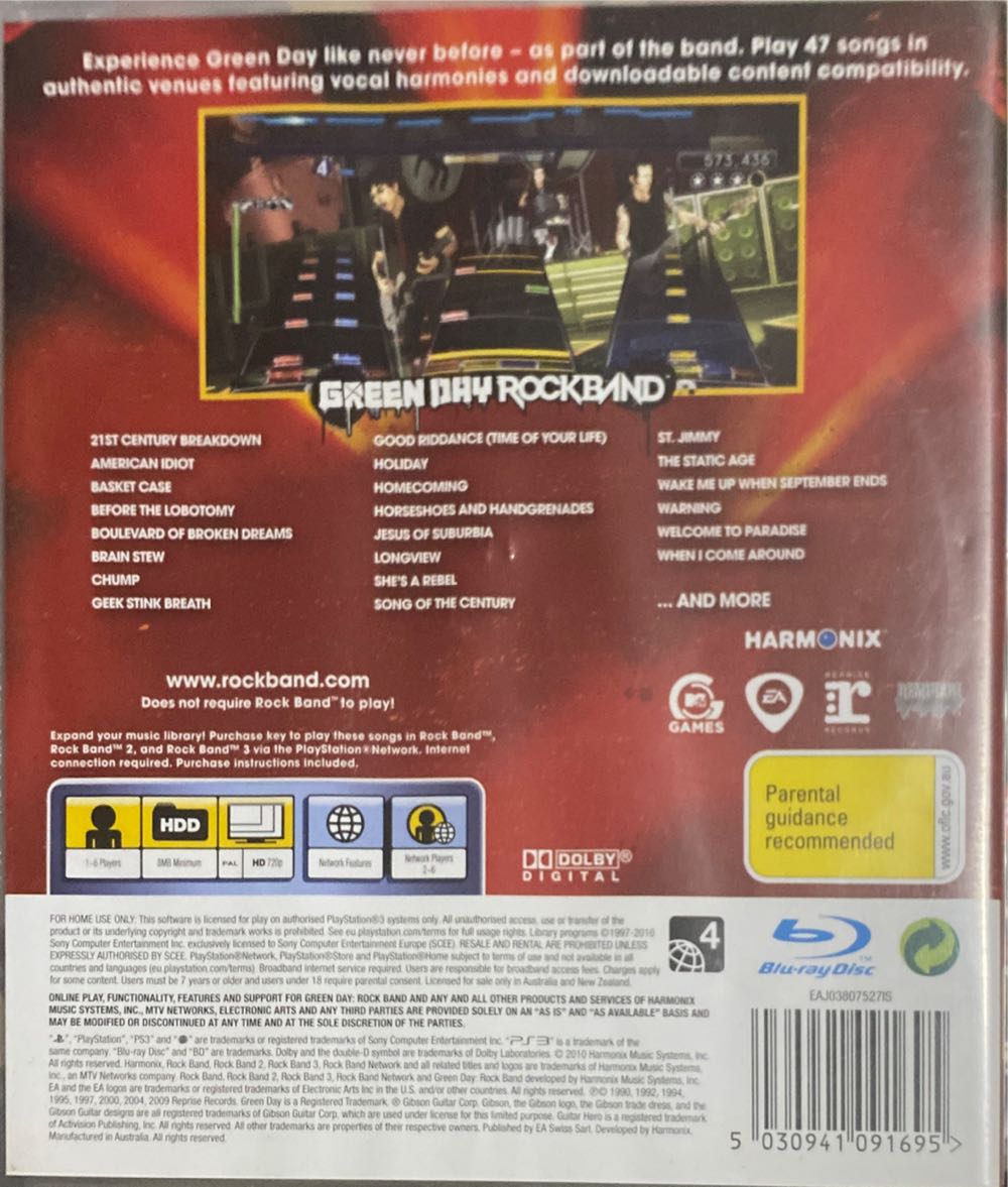 Rock Band: Green Day - Sony PlayStation 3 (PS3) (MTV Games - 4) video game collectible [Barcode 5030941091695] - Main Image 2