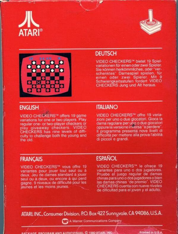 Checkers - Atari 2600 (Activision) video game collectible - Main Image 2