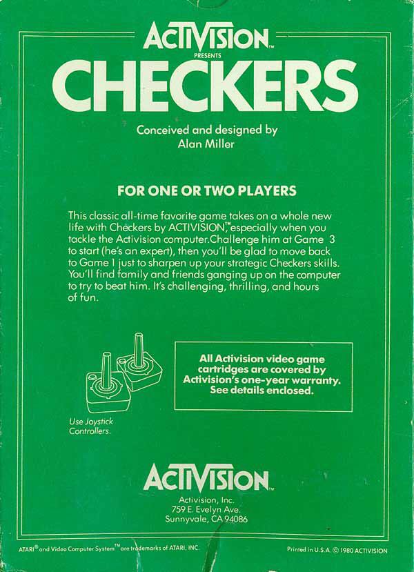 Checkers - Atari 2600 (Activision) video game collectible - Main Image 2