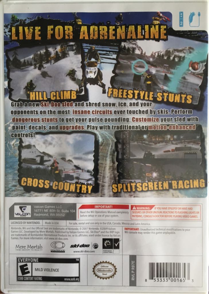 Ski-Doo: Snowmobile Challenge - Nintendo Wii (1-2) video game collectible [Barcode 853333001660] - Main Image 2