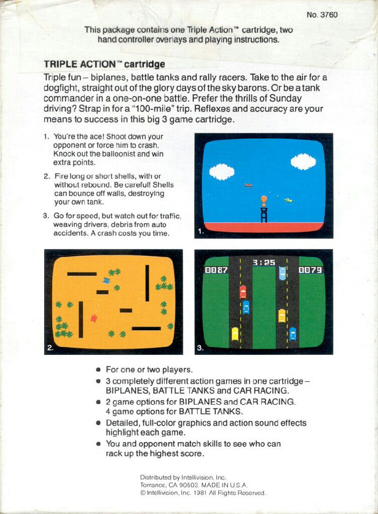 Triple Action - Intellivision (Mattel Electronics) video game collectible - Main Image 2