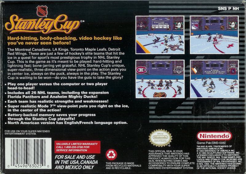 NHL Stanley Cup - Nintendo Super Nintendo Entertainment System (SNES) (1992 Nintendo) video game collectible - Main Image 2