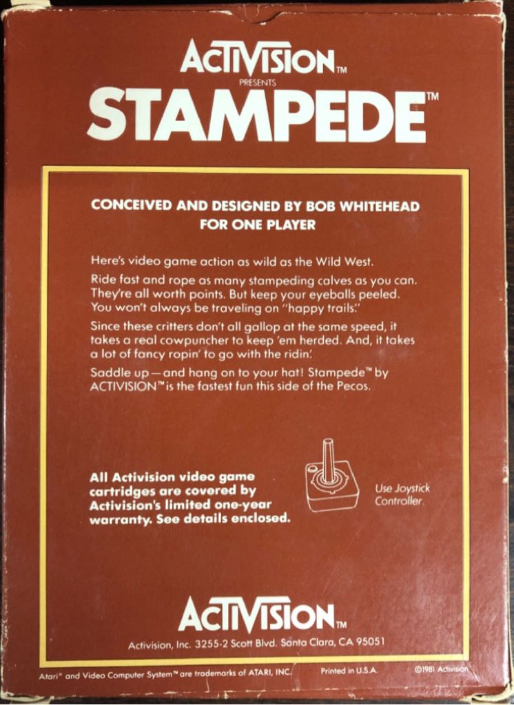 Stampede - Atari 2600 video game collectible - Main Image 2