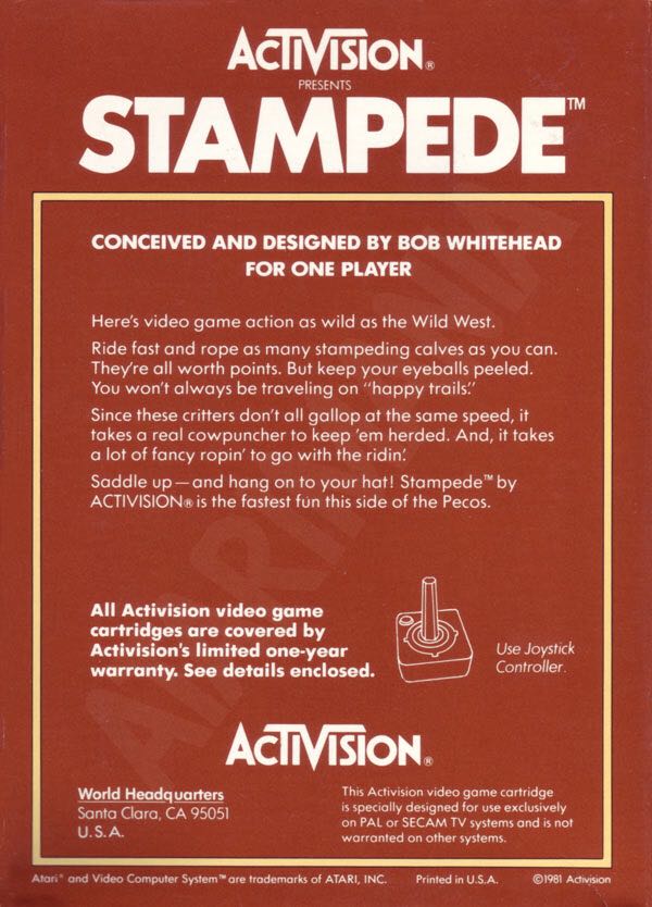 Stampede - Atari 2600 video game collectible - Main Image 2