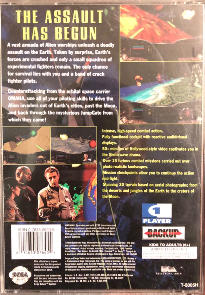 Shockwave Assault - Sega Saturn (Electronic Arts - 1) video game collectible [Barcode 014633076455] - Main Image 2
