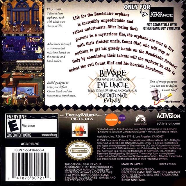 Lemony Snicket’s A Series Of Unfortunate Events - Nintendo Game Boy Advance (GBA) video game collectible - Main Image 2