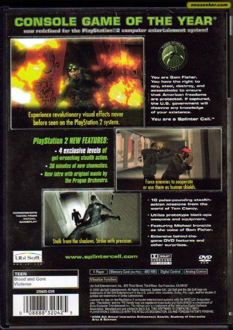 Tom Clancy’s Splinter Cell - Sony PlayStation 2 (PS2) (Ubisoft - 1) video game collectible [Barcode 3307210126306] - Main Image 2
