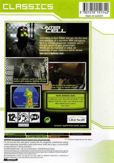 Tom Clancy’s Splinter Cell - Microsoft Xbox (Ubisoft - 1) video game collectible [Barcode 3307210151742] - Main Image 2