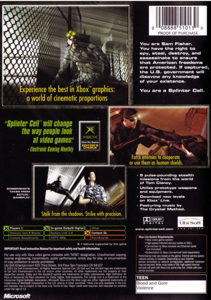 Tom Clancy s Splinter Cell Classics - Microsoft Xbox video game collectible [Barcode 3307210151759] - Main Image 2