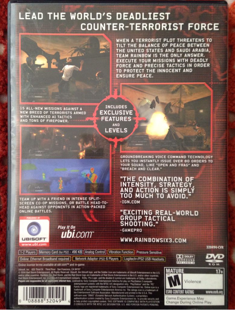 Tom Clancy’s Rainbow Six 3 - Sony PlayStation 2 (PS2) (Ubisoft - 1) video game collectible [Barcode 3307210165602] - Main Image 2