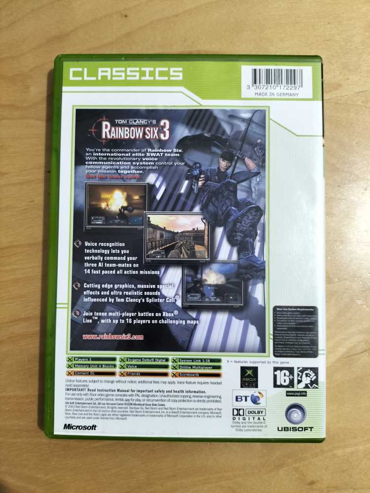 Tom Clancy’s Rainbow Six 3 - Microsoft Xbox video game collectible [Barcode 3307210172297] - Main Image 2