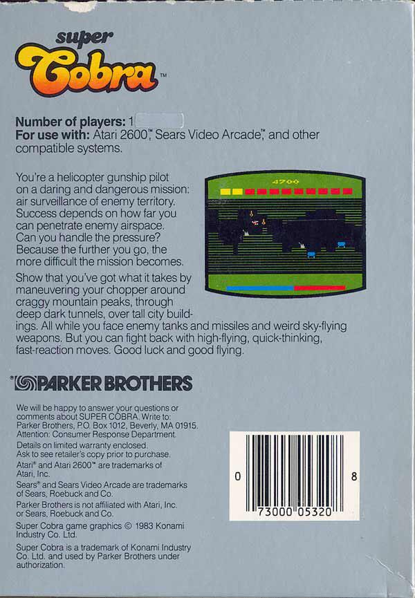 Super Cobra - Atari 2600 (Parker Bros. - 1) video game collectible - Main Image 2