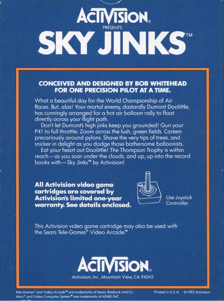 Sky Jinks - Atari 2600 (Activision - 1) video game collectible - Main Image 2