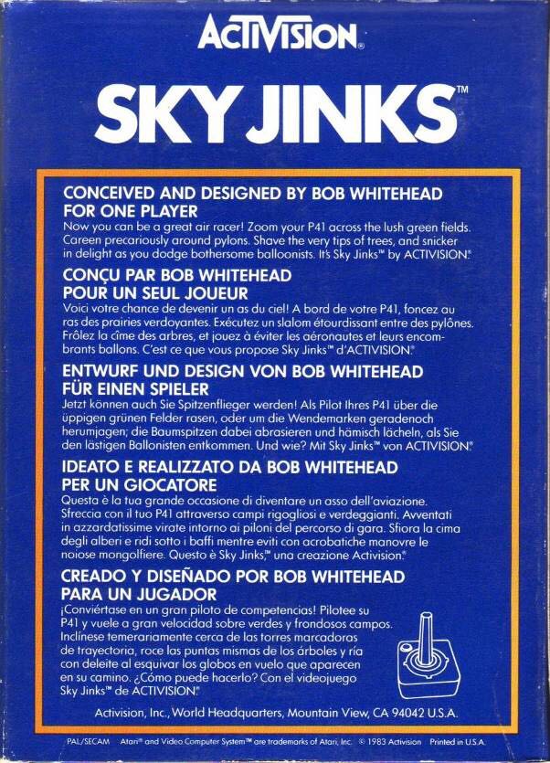 Sky Jinks - Atari 2600 (Activision) video game collectible - Main Image 2