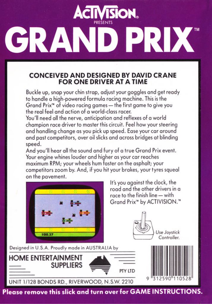 Grand Prix - Atari 2600 (Activision, Inc. - 1) video game collectible [Barcode 047875100145] - Main Image 2