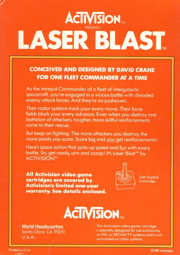 Laser Blast - Atari 2600 video game collectible - Main Image 2