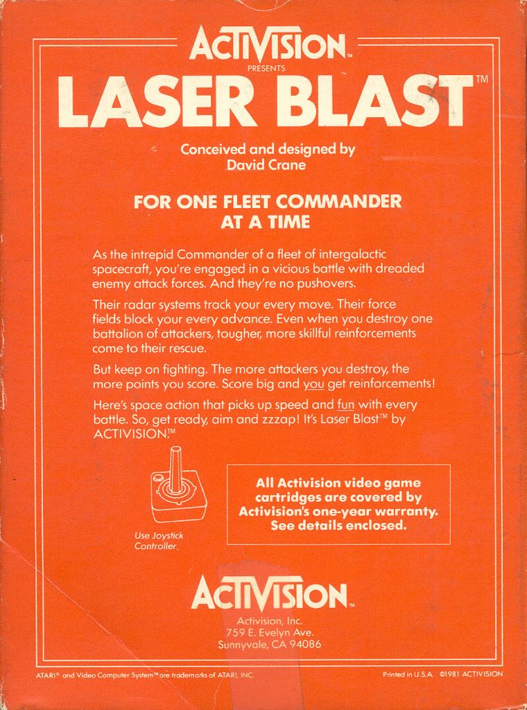 Laser Blast - Atari 2600 (Activision) video game collectible - Main Image 2