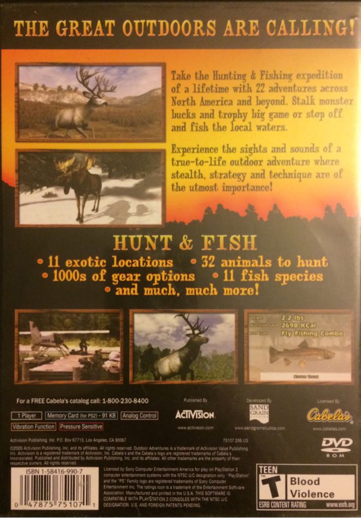 Cabelas Outdoor Adventures - Sony PlayStation 2 (PS2) (Activision - 1) video game collectible [Barcode 047875751071] - Main Image 2