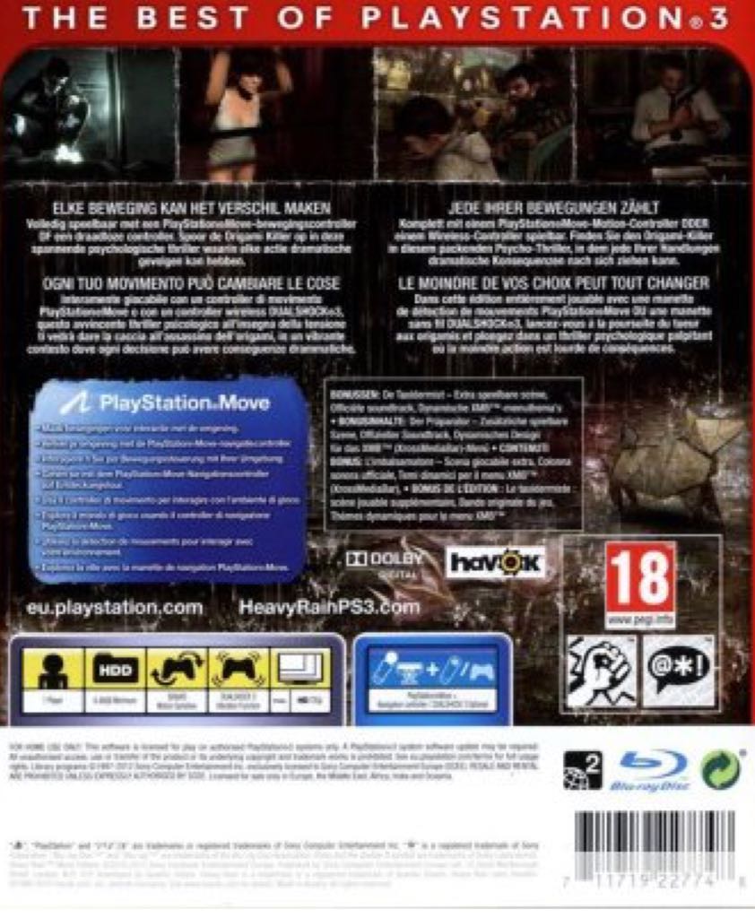 Heavy Rain: Move Edition - Sony PlayStation 3 (PS3) (Sony Computer Enteraiment - 1) video game collectible [Barcode 711719227748] - Main Image 2