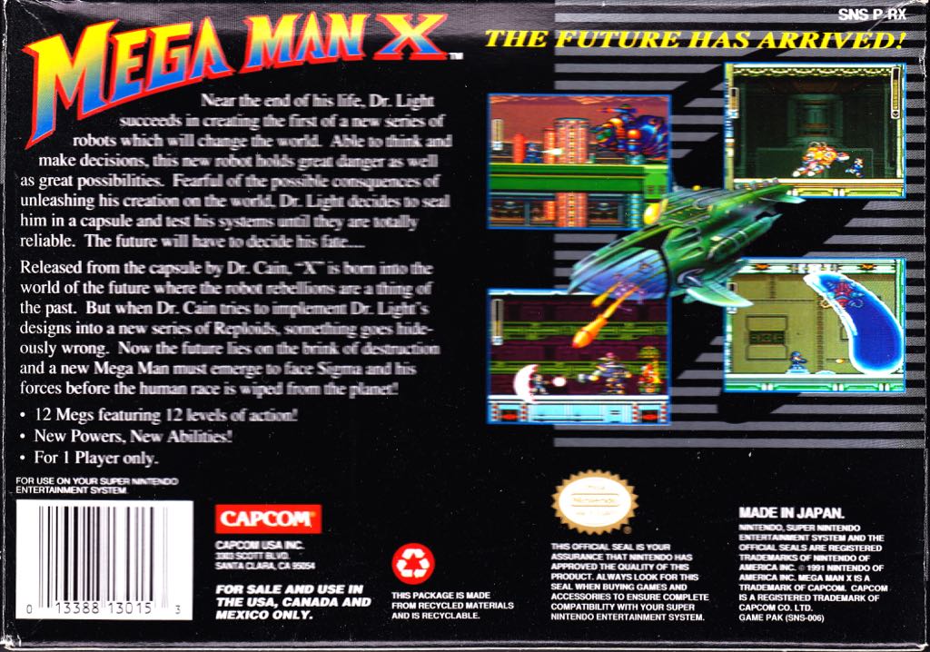 Mega Man X - Nintendo Super Nintendo Entertainment System (SNES) (Nintendo of Europe GmbH - 1) video game collectible [Barcode 0013388130153] - Main Image 2