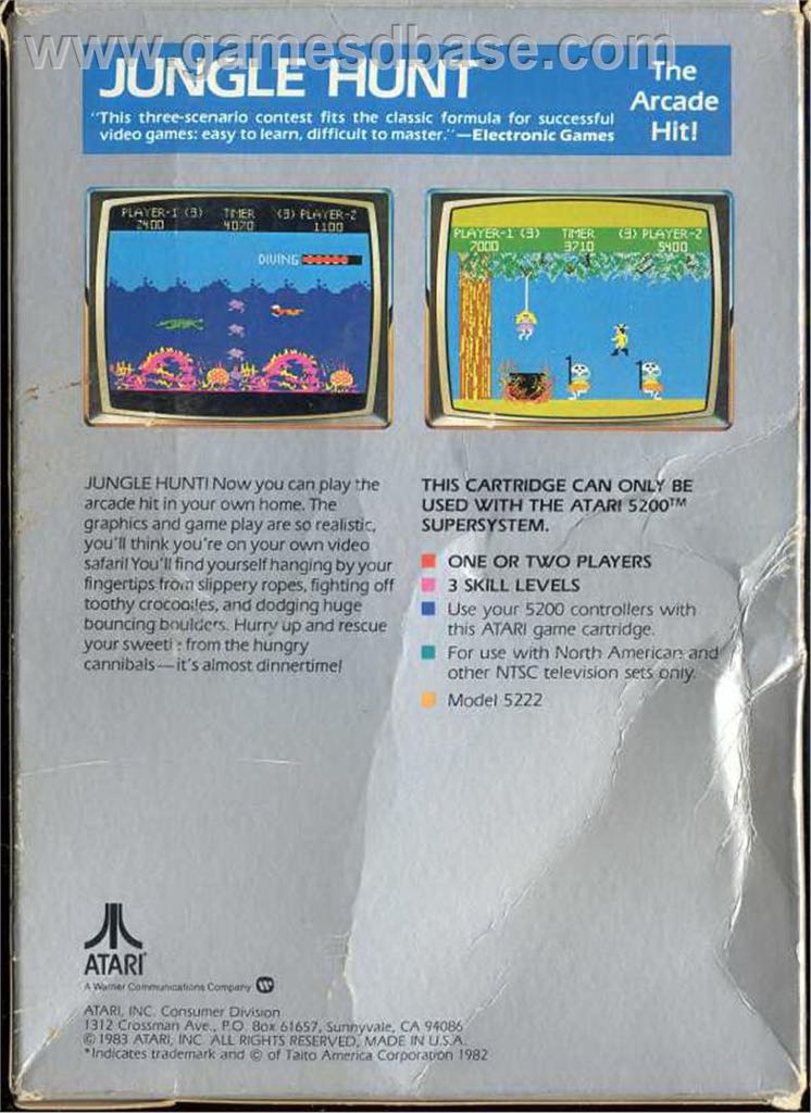 Jungle Hunt - Atari 5200 video game collectible - Main Image 2