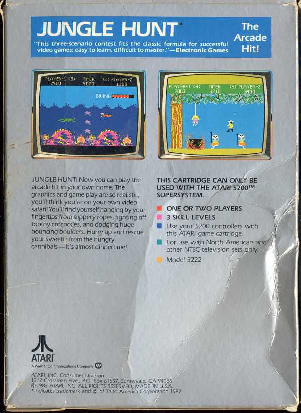Jungle Hunt - Atari 5200 video game collectible - Main Image 2