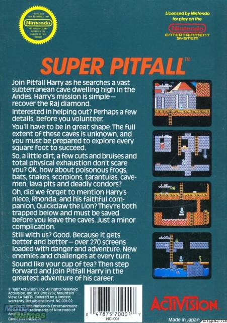 Super Pitfall - Nintendo Entertainment System (NES) (Activision) video game collectible - Main Image 2