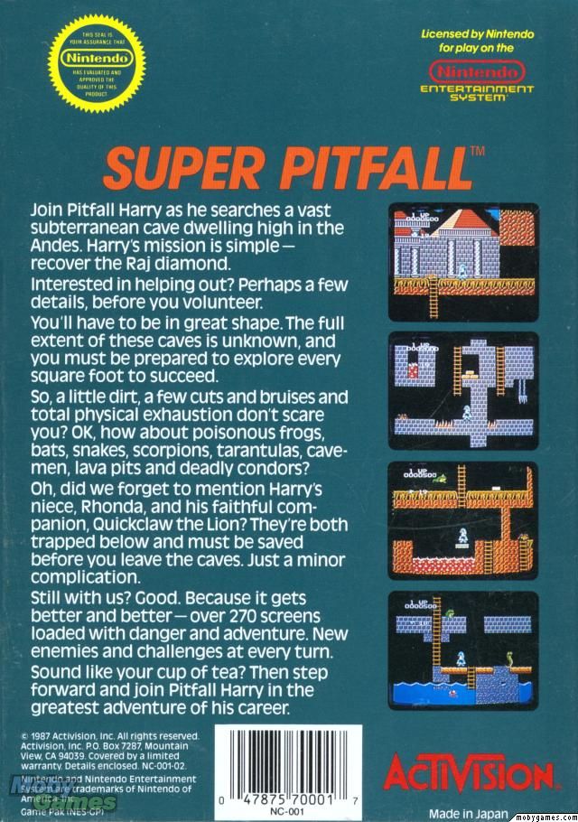 Super Pitfall - Nintendo Entertainment System (NES) (Actavision) video game collectible - Main Image 2