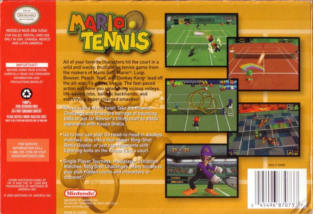 Mario Tennis 64 - Nintendo 64 (N64) video game collectible - Main Image 2