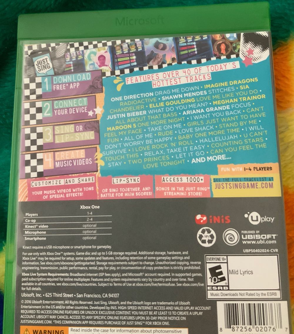 Just Sing (R) - Microsoft Xbox One (Ubisoft - 4) video game collectible [Barcode 887256020767] - Main Image 2