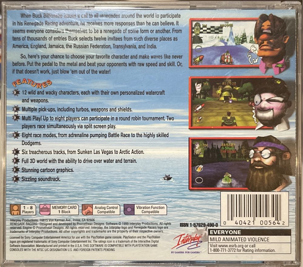 Renegade Racers - Sony PlayStation (Interplay Entertainment) video game collectible [Barcode 040421005642] - Main Image 2