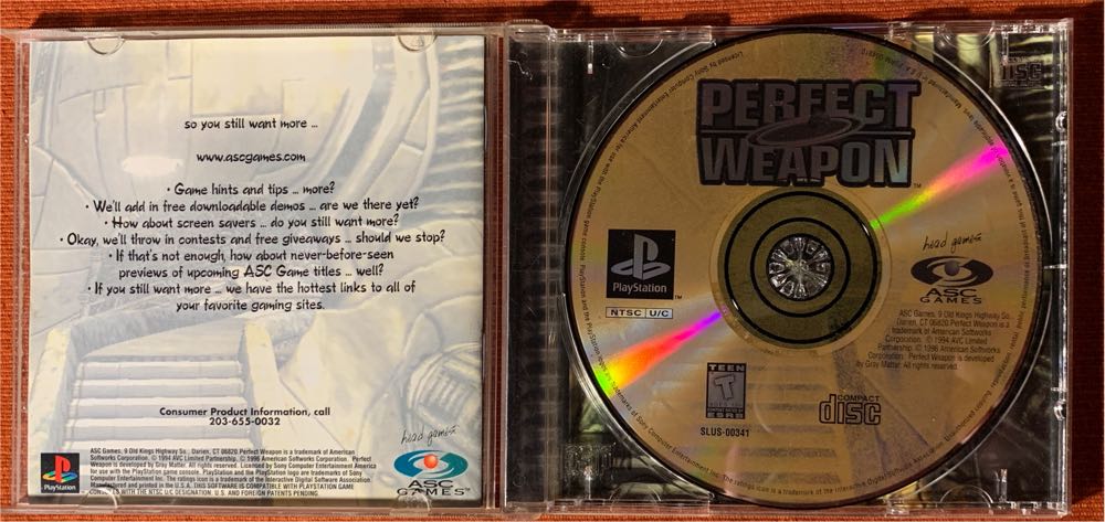 Perfect Weapon - Sony PlayStation (ASC Games - 1) video game collectible [Barcode 729627320079] - Main Image 3